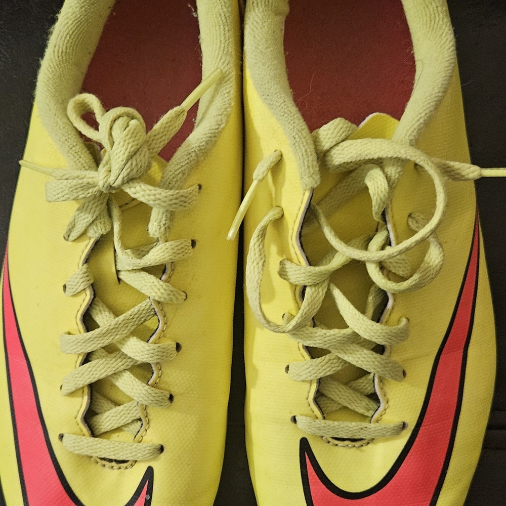 Nike Kids Sneakers Bright Yellow with Red Swoosh